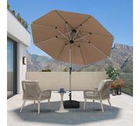 PURPLE LEAF Parasol de Jardin Extérieur Inclinable 2,7 m Rond, Parasol Droit avec Châssis en Aluminium Champagne, Parasol Balcon Toile UPF 50+ pour Jardin Terrasse Patio Piscine, Taupe