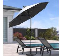 PURPLE LEAF Parasol de Jardin Exterieur Inclinable 245 cm avec Manivelle, Parasols avec 8 Baleines et Mât Central en Aluminium, Toile Protection UV pour Balcon Patio Terrasse, Gris