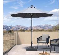 PURPLE LEAF Parasol de Jardin Exterieur Inclinable 245 cm, Parasol Droit Rond avec Manivelle Mât Central en Aluminium Toile Protection UV pour Balcon Terrasse Patio, Gris clair