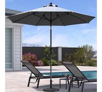 PURPLE LEAF Parasol de Jardin Exterieur Inclinable 270 cm, Parasol Droit Rond avec Manivelle Mât Central en Aluminium Toile Protection UV pour Balcon Terrasse Patio, Gris clair