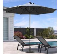 PURPLE LEAF Parasol de Jardin Exterieur Inclinable 300 cm, Parasol Droit Rond avec Manivelle Mât Central en Aluminium Toile Protection UV pour Balcon Terrasse Patio, Gris