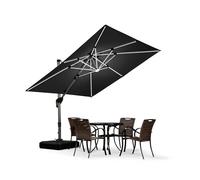 PURPLE LEAF Parasol Déporté 2,7 x 2,7 m avec LED, Parasol De Jardin Extérieur à Toit Double Rotatif 360°, Protection UV, Convient aux Villas Haut de Gamme, un Incontournable Pour les Fêtes, Gris