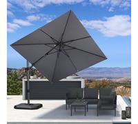 PURPLE LEAF Parasol Déporté 2,7 x 2,7 m avec Pied de Croix, Parasol de Jardin Extérieur en Aluminium Toile Anti-UV avec Inclinaison Bilatérale, Rotation 360° et 5 Réglages de Hauteur, Gris Clair