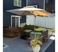 PURPLE LEAF Parasol Déporté 2,7 x 3,3 m avec Pied Toit Double UPF50+, Beige | Rotatif 360°, Rotation à manivelle, Disponible en 6 hauteurs, Hydrophobe, Résistant à la décoloration jusqu'à 3 ans, Jardin
