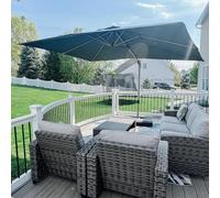 PURPLE LEAF Parasol Déporté 2,7 x 3,5 m Rectangulaire, Toit à Rotatif 360°, Protection UPF 50+, Parasol De Jardin Extérieur avec Poteau Champagne Suspendu en Aluminium, Pour Terrasse, Gris acier