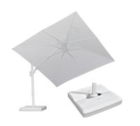 PURPLE LEAF Parasol Déporté 2,7 x 3,6 m avec Socle, Parasol de Jardin Extérieur Toile Anti-UV 240 g/m² avec Inclinaison des Deux Côtés, 5 Réglages en Hauteur et Rotation à 360°, Blanc
