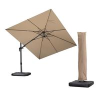 PURPLE LEAF Parasol Déporté 2,7 x 3,6 m Inclus Base Croisée, Housse de Protection, Parasol de Jardin Extérieur avec Inclinables des Deux Côtés, 5 Positions D'inclinaison, Rotation à 360°, Beige