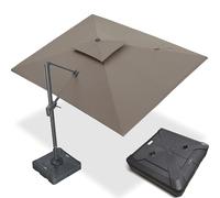 PURPLE LEAF Parasol Déporté 2,7 x 3,6 m Rectangulaire avec Pied, Parasol De Jardin Extérieur avec Toile Imitation Acrylique, Double Toit Ventilé, Protection UPF 50+, Pour terrasses et Jardins, Taupe