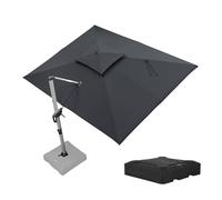 PURPLE LEAF Parasol Déporté 2,7 x 3,65 m avec Pied Toit Double Anti-UV Gris | Mât renforcé Ø8,6 cm, Mât et baleines en aluminium, La double toile réduit la pression jusqu'à 30 %, Professionnel, Piscine