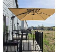 PURPLE LEAF Parasol Déporté 2,7 x 3,65 m avec Pied Toit Double UPF50+ Beige | Mât renforcé Ø8,6 cm, Mât et baleines en aluminium, La double toile réduit la pression jusqu'à 30 %, Professionnel, Piscine