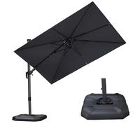 PURPLE LEAF Parasol Déporté 3 x 2 m Gris clair Inclinable avec Pied Anti-UV | Pied à lester, Inclinable des deux côtés, Résistant au vent, Rotation à 360°, Inclinaison 5 positions, Protection UPF50+, Bar