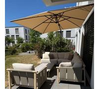 PURPLE LEAF Parasol Déporté 3 x 2 m Rectangulaire avec Pied de Croix, Parasol de Jardin Extérieur avec Manivelle, Toile 240g/m² Protection UV, Inclinable des Deux Côtés et Rotation 360°, Beige