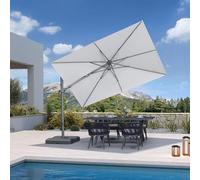 PURPLE LEAF Parasol Déporté 3 x 2 m Toile Imitation Acrylique Gris Galet | Inclinable des deux côtés, S’adapte à la course solaire, Toile 240 g/m² UPF 50+, AATCC 4, Parasol de jardin extérieur