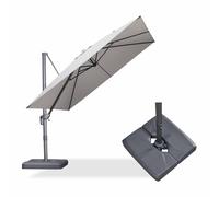 PURPLE LEAF Parasol Déporté 3 x 3 m avec Pied, Parasol de Jardin Extérieur Toile Polyester Haute Densité Anti-UV UPF 50+ pour Terrasse Patio Balcon, Inclinable 6 Positions et Rotation 360°, Gris Clair