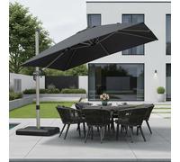 PURPLE LEAF Parasol Déporté 3 x 3 m Carré, Toit à Rotatif 360°, Protection UPF 50+, Parasol De Jardin Extérieur avec Poteau Champagne Suspendu en Aluminium, Pour Piscine, Terrasse, Gris acier
