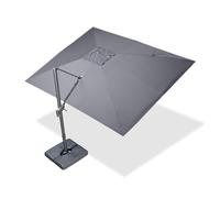 PURPLE LEAF Parasol Déporté 3 x 4 m avec Pied de Croix, Parasol de Jardin Extérieur à Manivelle avec 8 Baleines Aluminium Toile Anti-UV UPF 50+, Inclinable 6 Positions et Rotation 360°, Gris Foncé