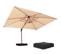PURPLE LEAF Parasol Déporté 3 x 4 m avec Pied Toit Double Anti-UV, Beige