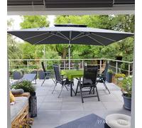 PURPLE LEAF Parasol Déporté 3 x 4 m avec Pied Toit Double Anti-Vent, Gris