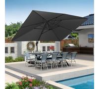 PURPLE LEAF Parasol Déporté 3 x 4 m Gris Aluminium Anti-UV Grande Taille