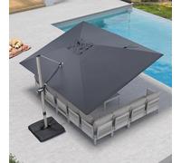 PURPLE LEAF Parasol Déporté 3 x 4 m Rectangulaire Anti-UV et Vent, Gris