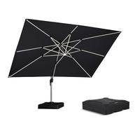 PURPLE LEAF Parasol Déporté 3 x 4 m Rectangulaire avec LED et Pied, Gris