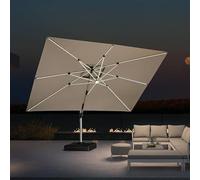 PURPLE LEAF Parasol Déporté 3 x 4 m Rectangulaire avec LED UPF50+, Beige