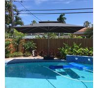 PURPLE LEAF Parasol Déporté 3 x 4 m Rectangulaire avec Toile Imitation Acrylique, Parasol De Jardin Extérieur avec Double Toit Ventilé, Anti-vent, Rotation 360°, Anti-UV 50+, pour Patio, Gris foncé