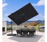 PURPLE LEAF Parasol Déporté Inclinable 3 x 2 m Inclus Pied de Croix, Parasol de Jardin Exterieur Toile 240 g/m² Anti-UV avec Inclinable 55° des Deux Côtés et Rotation à 360°, Gris