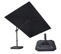 PURPLE LEAF Parasol Déporté Pivotant 2,5 × 3,5 m Rectangulaire avec Base Lestée, Parasol de Jardin Extérieur avec Tournez 50° des Deux Côtés et Rotation à 360°, Toile UPF 50+, Gris