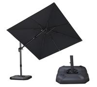 PURPLE LEAF Parasol Déporté Pivotant 2,7 x 2,7 m Carré avec Socle, Parasol de Jardin Extérieur en Aluminium avec Tournez 0-60° des Deux Côtés et Rotation à 360°, Toile Anti UV, Gris