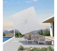 PURPLE LEAF Parasol Déporté Pivotant 2,7 x 3,6 m Rectangulaire, Parasol De Jardin Extérieur Blanc en Aluminium, Incliné des deux côtés et Rotation à 360°, Toile UPF 50+, Blanc