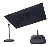 PURPLE LEAF Parasol Déporté Pivotant 3,5 x 2,5 m Rectangulaire avec Base Lestée, Parasol De Jardin Extérieur avec Pivotement axial des deux côtés et Rotation à 360°, Toile UPF 50+, Gris