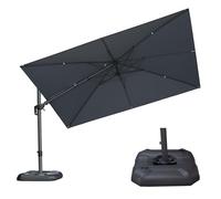 PURPLE LEAF Parasol Déporté Pivotant 3,5 x 2,5 m Rectangulaire avec Base, Parasol De Jardin Extérieur avec Pivotement axial des deux côtés et Rotation à 360°, Toile UPF 50+, Gris Clair