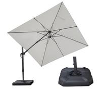 PURPLE LEAF Parasol Déporté Pivotant 3 x 3 m Carré avec Base Lestée, Parasol de Jardin Extérieur Pivotant à 60° à Gauche et à Droite et Rotation à 360°, Toile Protection UV, Blanc