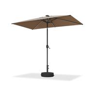 PURPLE LEAF Parasol Inclinable avec LED 1,5 x 2,5 m Taupe avec Pied Croix | Ambiance chaleureuse le soir, Stabilité optimale & résistance au vent, Protection UV haute performance, Restaurant, Hôtel