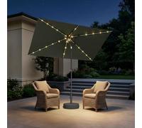 PURPLE LEAF Parasol Rectangulaire avec LED 1,5 x 2,5 m Gris avec Pied Croix | Éclairage doux et agréable, Base en croix avec sac de lestage inclus, Protection UV haute performance, Restaurant, Hôtel, Bar