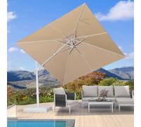 PURPLE LEAF Parasol Rectangulaire Inclinable 2.7 x 3.6 m Beige Pied Croix | Design Premium, Réglez facilement l'angle d'ombrage, Toile 240 g/m² teintée dans la masse, Grande Zone D'ombrage, Restaurant