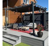 PURPLE LEAF Pergola Aluminium 3,65 x 3 m avec LED Toit Coulissant, Gris