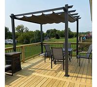 PURPLE LEAF Pergola Aluminium 3 x 3 m Tissu Teint en Fil, Pergolas pour Terrasse Extérieur, Pergola Jardin Extérieur Toit Coulissante, Pavillon de Jardin, Gris