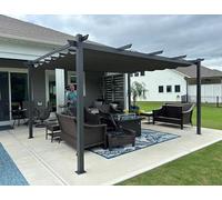 PURPLE LEAF Pergola Aluminium 4,8 x 3,5 m Pergola Jardin Extérieur, Gris