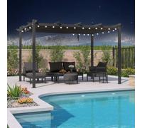 PURPLE LEAF Pergola Aluminium 4 x 3 m avec LED Toit Protecteur Jardin Gris