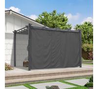 PURPLE LEAF Pergola Aluminium 4 x 3 m avec Rideau, Pergola Jardin Extérieur Toit Coulissante, Tonnelle de Jardin Tissu Teint en Fil, Gris