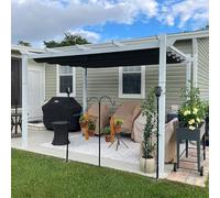 PURPLE LEAF Pergola Aluminium 4 x 3 m Pergola Jardin Extérieur avec Imperméable et Résistant aux UV Toit Coulissante Métal Blanc pour Terrasse, Gris