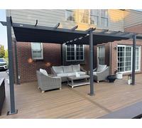 PURPLE LEAF Pergola Aluminium 5,5 x 3,5 m UPF 50+ Toit Coulissant, Gris