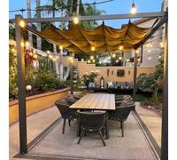 PURPLE LEAF Pergola avec Guirlande Lumineuse Exterieure 3 x 3 m Tissu Teint en Fil, Aluminium Toit Rétractable, Jardin Exterieur, Gris