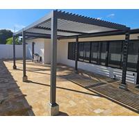 PURPLE LEAF Pergola Bioclimatique 3,5 x 6,35 m en Aluminium, Tonnelle de Jardin Exterieur avec Lames Orientables, Résistante aux Intempéries, Pergola Jardin Exterieur pour Terrasse et Carport, Gris