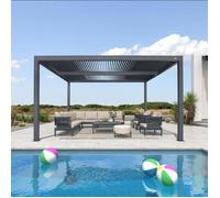 PURPLE LEAF Pergola bioclimatique 4.24×3,68 m, en aluminium Lames Orientables Pour Jardin ou Terrasse, Gris, 15,6m²