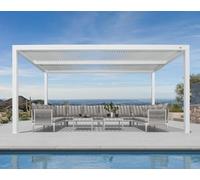 PURPLE LEAF Pergola Bioclimatique 4,6 x 3,3 m, Pergola Jardin Exterieur en Aluminium, Lames Orientables Indépendantes avec Système de Drainage, Tonnelle de Jardin Exterieur, pour Terrasse, Blanc