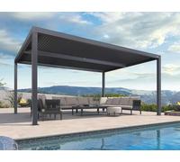 PURPLE LEAF Pergola Bioclimatique 4,8 x 3,68 m Pergola Aluminium Lames Orientables Superficie 17,66 m² Tonnelle de Jardin Exterieur Belvédères pour Patio Terrasse Exterieur, Gris