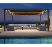 PURPLE LEAF Pergola Bioclimatique 4 x 4,6 m en Aluminium avec Lames Orientables et LED, Pergola Jardin Exterieur, Durable et sans Entretien, Tonnelle de Jardin Exterieur pour Terrasse et Balcon, Gris